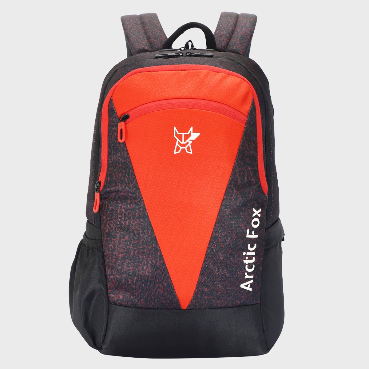 Arctic Fox Glitch Fiery Red 36 Ltr Everyday  School  Bag and Hiking Backpack with Poncho Rain Jacket