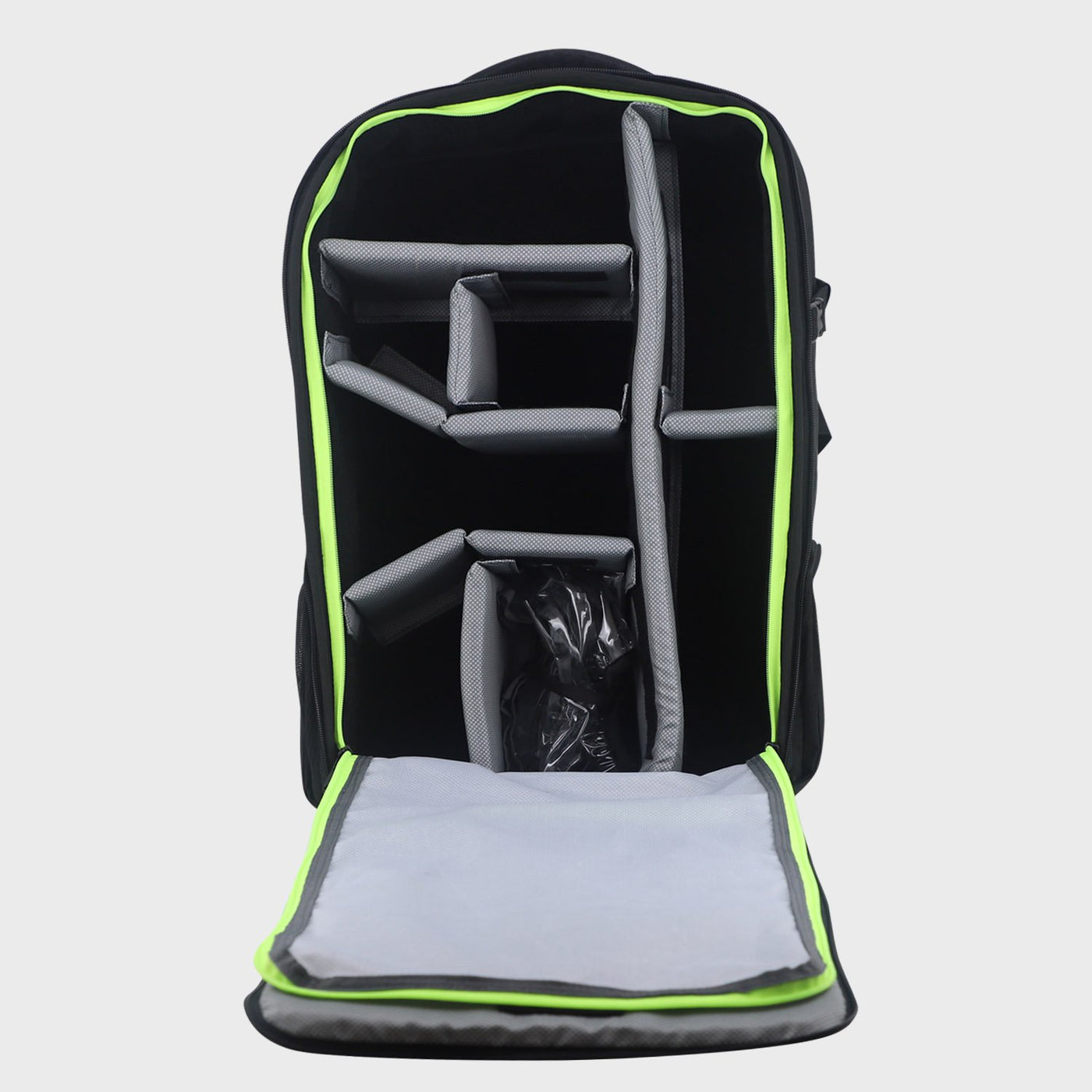 Arctic Fox Click Lime Popsicle Professional Dslr Camera Bag and Camera Backpack - open view w